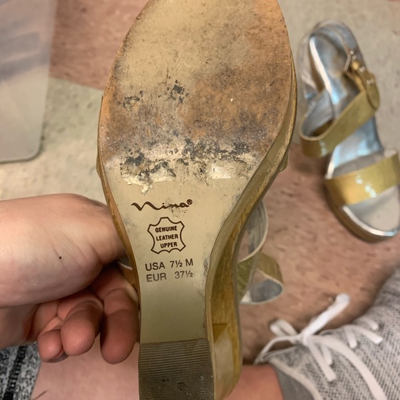 Gold Nina Wedge Heels - Picture 3 of 3